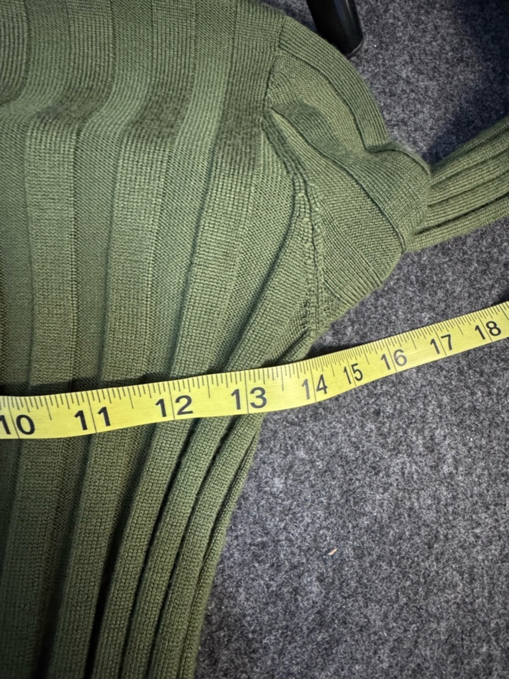 Sezane Ribbed Mock Neck Merino Wool Katrina Dress in Kaki Green - Picture 9 of 10